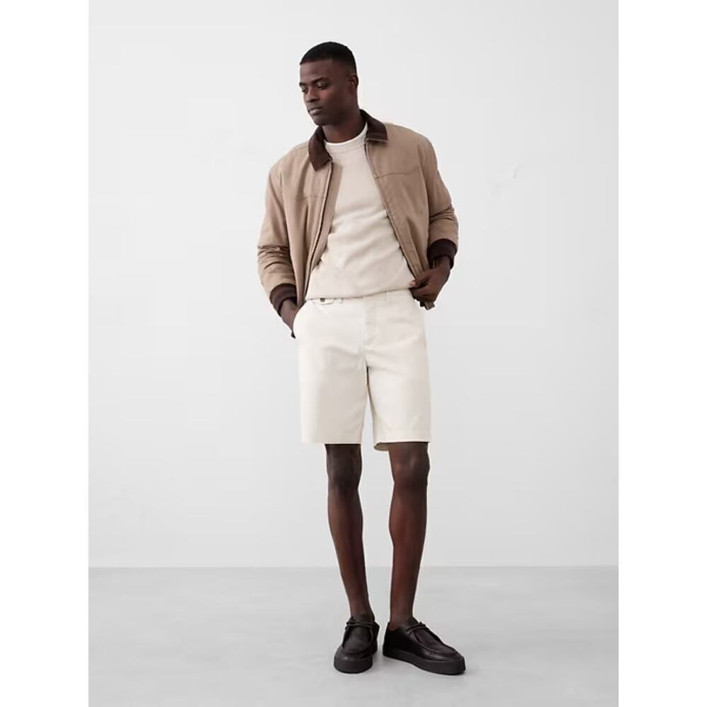 Banana Republic Mid Rise Flat Front Lived-In Chino Short Oyster Pearl Men 30 NWT